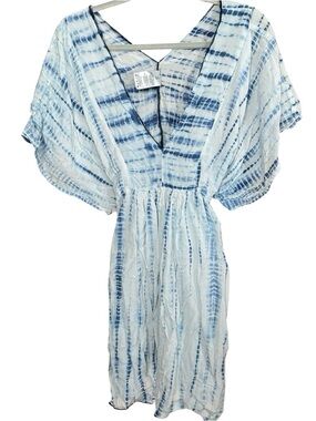 Polo Ralph Lauren Blue Tie Dye Voile Kaftan Resort Beach Swim Cover Up Size S/M